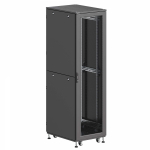 Шкаф напольный разобранный 19   IT-CQE-N 42U 600x600мм, крыша с вырубкой, дверь перф. и перф., двойные боковые панели, черный RAL9005