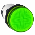 Лампа индикаторная в сборе 1 источник света зеленая круглая линза, высокая 250В AC d22.5мм BA9S IP54 SE _