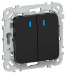 Выключатель 2кл с подсв с/у черный механизм ВС12-1-1-ФлЧ FLITE IEK (1/100)