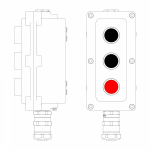 Взрывонепроницаемый пост управления из алюминия LCSD-03-B-MC-P1B(11)x1-P1B(11)x1-P1R(11)x1-PCMB-KAEPM3MHK-26