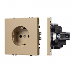 ARL NOBE Розетка зк со шторками софт-тач золотой песок SCT-MEU-SFPL-GD (250V, 16A) (Arlight, -)
