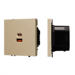 Механизм розетки с быстрой USB зарядкой SCT-NOBE-MUAC-SFPL-FC-GD (65W, QC3) (Arlight, Золотой песок)