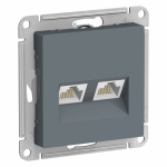 Розетка 2гн комп+комп RJ45+RJ45 с/у грифель механизм кат.5е AtlasDesign Systeme Electric  (1/10)