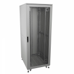 Шкаф напольный разобранный 19   IT-CQE-N 24U 600x600мм, крыша с вырубкой, дверь перф. и перф., одинарные боковые панели, серый RAL7035