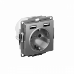 Розетка 1гн с З/К+2хUSB с/у сталь механизм 16А AtlasDesign Systeme Electric (1/10)