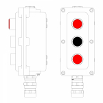 Взрывонепроницаемый пост управления из алюминия LCSD-03-B-MC-L1R(220)x1-P1B(11)x1-P1R(11)x1-PCMB-KA3MHK