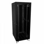 Шкаф напольный разобранный 19   IT-CQE-N 24U 600x1000мм, крыша с вырубкой, дверь перф. и перф., одинарные боковые панели, черный RAL9005