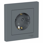 Розетка 1гн с З/К шторки с/у грифель в сборе 16А AtlasDesign Systeme Electric