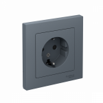 Розетка 1гн с З/К шторки с/у грифель в сборе 16А AtlasDesign Systeme Electric