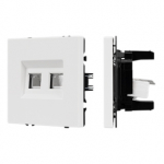 ARL NOBE Розетка телефонная двойная софт-тач белый кварц SCT-MTL2-SFPL-WH (2хRJ-11, 4C) (Arlight, -)