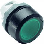 Фронтальная часть нажимной кнопки плоск., 1 упр. элемент цвет зеленый с круг. линзой, с подсветкой, без фиксации, ABB