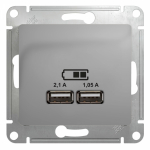 Розетка 2гн USB+USB с/у алюминий механизм Glossa Schneider Electric (1)