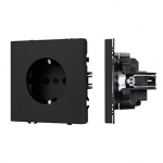 ARL NOBE Розетка зк со шторками софт-тач черный оникс SCT-MEU-SFPL-BK (250V, 16A) (Arlight, -)