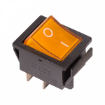 Выключатель клавишный 250V 16А (4с) ON-OFF желтый с подсветкой REXANT (10/10/500)