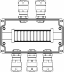 Ex клеммная коробка из алюминия; 1Ex e IIC Т5 Gb / Ex tb IIIB T95°C DbIP66; Клеммы 2,5 кв.мм -25 шт.; А,С:ввод D8-13мм под небронированныйкабель в мет