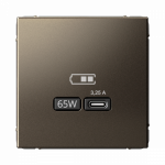 Розетка 1гн USB C с/у мокко механизм высокоскор.заряд. QC PD ArtGallery Systeme Electric (1/8/16)