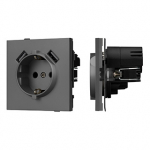 Механизм розетки с USB зарядкой SCT-TENDO-MUAA-SFPL-GR (230V, 16A) (Arlight, Матовый графитовый)
