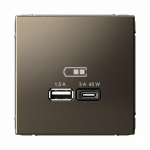 Розетка 2гн USB+USB A+C с/у мокко механизм высокоскор.заряд. QC PD ArtGallery Systeme Electric (1/8/16)