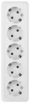 Розетка Intro Quadro 2-210-01 с заземлением пятиместная 5х2P+E 16А-250В IP20 ОУ белый