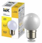 Лампа светодиод 1Вт шар Е27 холодный белый d45 LIGHTING IEK (1/10/200)