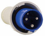 Вилка силовая (CEE) 3Р 220-230 В (50+60 ГЦ) СИНЯЯ 6ч прямая пластик IP67 EKF