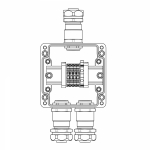 Взрывозащищенная клеммная коробка из полиэстера TBE-P-03-(4xCBC.4-1xTEO.4)-2xKAEPM3MHK-20(A)-1xKAEPM3MHK-20(C)1Ex e IIC Т5 Gb / Extb IIIC T95°C Db IP6