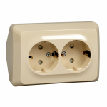 Розетка угловая 2гн с З/К шторки о/у крем 16А IP20 Этюд Systeme Electric  (1/8/64)