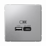 Розетка 2гн USB+USB A+C с/у алюминий механизм высокоскор.заряд. QC PD ArtGallery Systeme Electric (1/8/16)