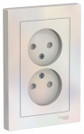 Розетка 2гн без З/К шторки с/у жемчуг в сборе 16А AtlasDesign Systeme Electric