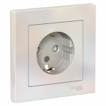 Розетка 1гн с З/К шторки с/у жемчуг в сборе 16А AtlasDesign Systeme Electric
