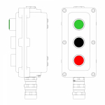 Взрывонепроницаемый пост управления из алюминия LCSD-03-B-MB-L1G(220)x1-P1B(11)x1-P1R(11)x1-PBMB-KA2MHK