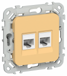 FLITE Роз. 2-я комп. RJ45 кат.6 UTP РК6-2-0-ФлЗ зол. IEK