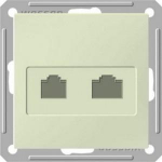 Розетка 2гн комп+ТФ RJ45+RJ11 с/у крем механизм кат.5е W59 Systeme Electric  (1/10)