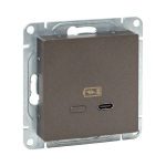 Механизм розетки USB-С, быстрая, мокко Эпика EKF