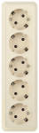Розетка Intro Quadro 2-210-02 пятиместная с заземлением 5х2P+E 16А-250В IP20 ОУ слоновая кость