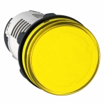 Лампа индикаторная в сборе 1 источник света желтая круглая линза, плоская 24В AC/DC d22.5мм СВЕТОДИОД. (LED) IP54 SE _