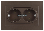 Розетка Intro Accent 6-205-08 2X2P+E Schuko, 16А-250В, IP20, СУ, AL/CU, бронза