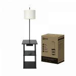 Светильник напольный этажерка ТНО 12P-Е27USB-WB USB-C розетка, белый абажур, черный корпус IN HOME