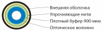 Кабель волоконно-опт 9/125 (SMF-28 Ultra) одномодовый, 1 волокно, simplex, плотное буферное покрытие Hyperline FO-S3-IN-9S-1-LSZH-YL