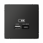 Розетка 2гн USB+USB A+C с/у базальт механизм высокоскор.заряд. QC PD ArtGallery Systeme Electric (1/8/16)