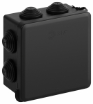 Коробка разветвит 100х100х55 о/у черная с 7 гермовводами под монтажный пистолет безгалогенная (HF) IP55 KOR-100-100-55-7gv-MP-B ЭРА (1/60)