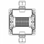 Взрывозащищенная клеммная коробка из полиэстера TBE-P-03-(10xCBC.4)-1xPACMP(A)-1xPACMP(C)1Ex e IIC Т5 Gb / Ex tb IIIC T95°C Db IP66