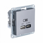 Розетка 2гн USB+USB A+C с/у сталь механизм высокоскор.заряд. QC PD AtlasDesign Systeme Electric