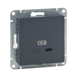 Механизм розетки USB-С, быстрая, графит Эпика EKF