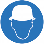 Знак M 02 "Работать в защитной каске (шлеме)" ф200 мм, пленка самоклеящаяся ГОСТ Р 12.4.026-2001 EKF