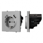 Механизм розетки с USB зарядкой SCT-NOBE-MUAA-SFPL-IS (230V, 16A)  (Arlight, Никель)