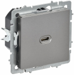 BRITE Роз. USB C 65Вт высокоскор. зар. РЮ12-1-БрС сталь IEK