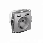 Розетка 1гн с З/К+2хUSB с/у алюминий механизм 16А AtlasDesign Systeme Electric (1/10)