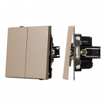 Механизм выключателя двухклавишный непроходной SWT-TENDO-MK02-PL-GD (230V, 10A) (Arlight, Песочный)