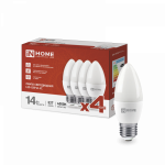 Лампа светодиодная LED-СВЕЧА-VC 4PACK 14Вт 230В Е27 4000К 1330Лм (4шт./упак) IN HOME Лампа светодиодная LED-СВЕЧА-VC 4PACK 14Вт 230В Е27 4000К 1330Лм (4шт./упак) IN HOME